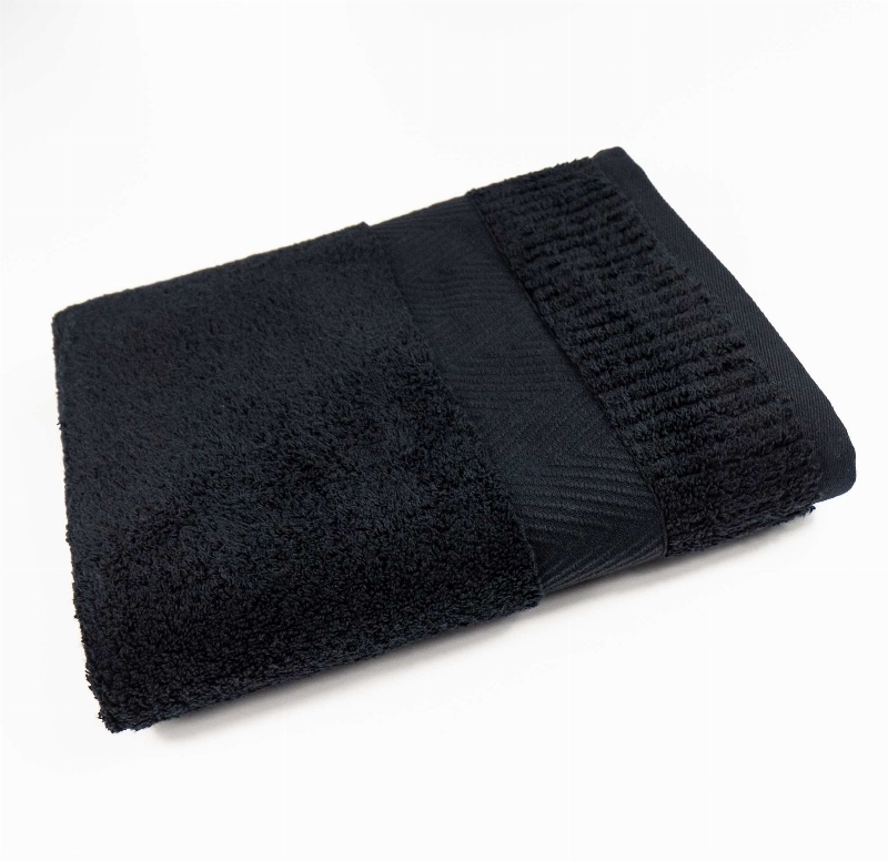 Рушник махровий 50x90см Преміум якості Зеро Твіст Бордюр 550г/м2 GM Textile (Чорний)